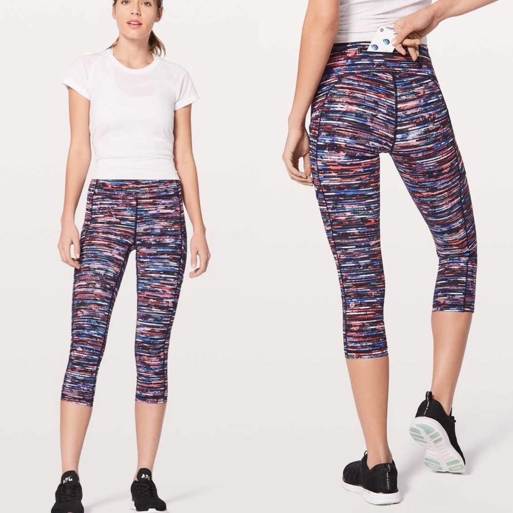 Lululemon Speed Up Crop 21" Hinshu Alpine White Multi Leggings Tights Running